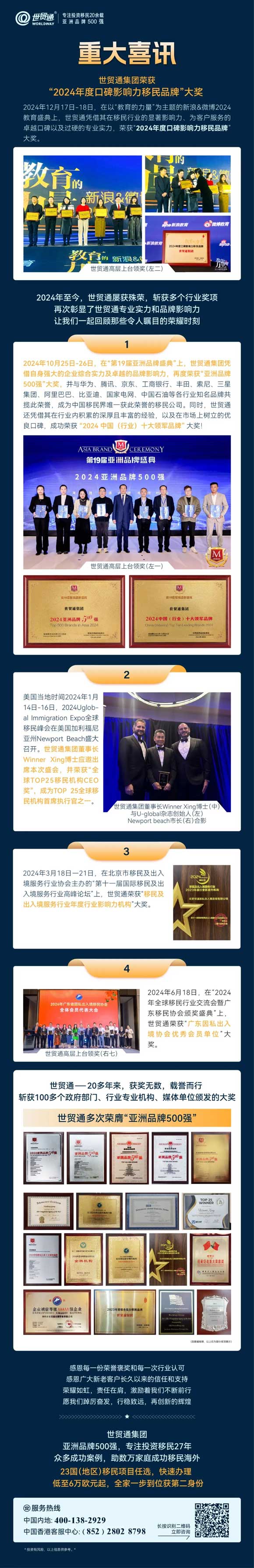 口碑之選！世貿通移民榮獲2024年度又一品牌大獎